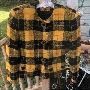 Ann Taylor Yellow and Black Checkered Blazer